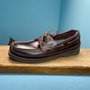Men’s Sperry Top-Sider Dark Brown Leather 2 Eyelet Boat Shoes Sz 12.5 0764027